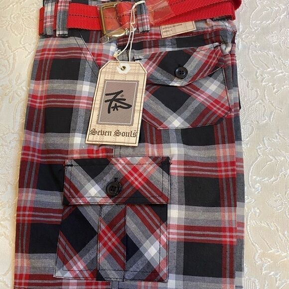 Kids Seven Souls Boys Plaid Fashion Shorts Size 5 - Picture 9 of 9